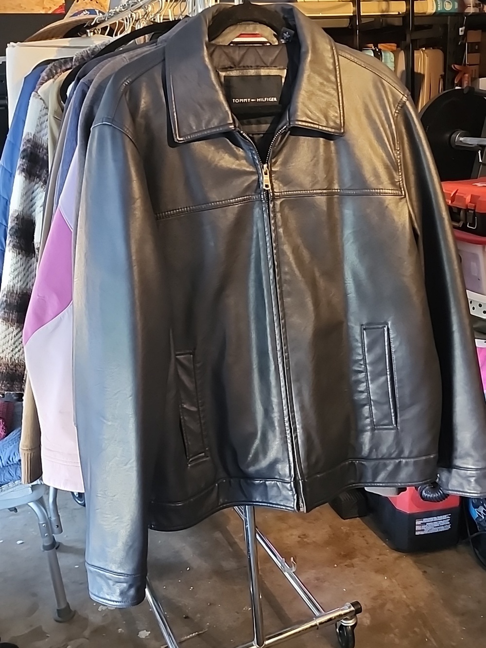 Tommy Hilfiger Men's Navy Faux Leather Jacket